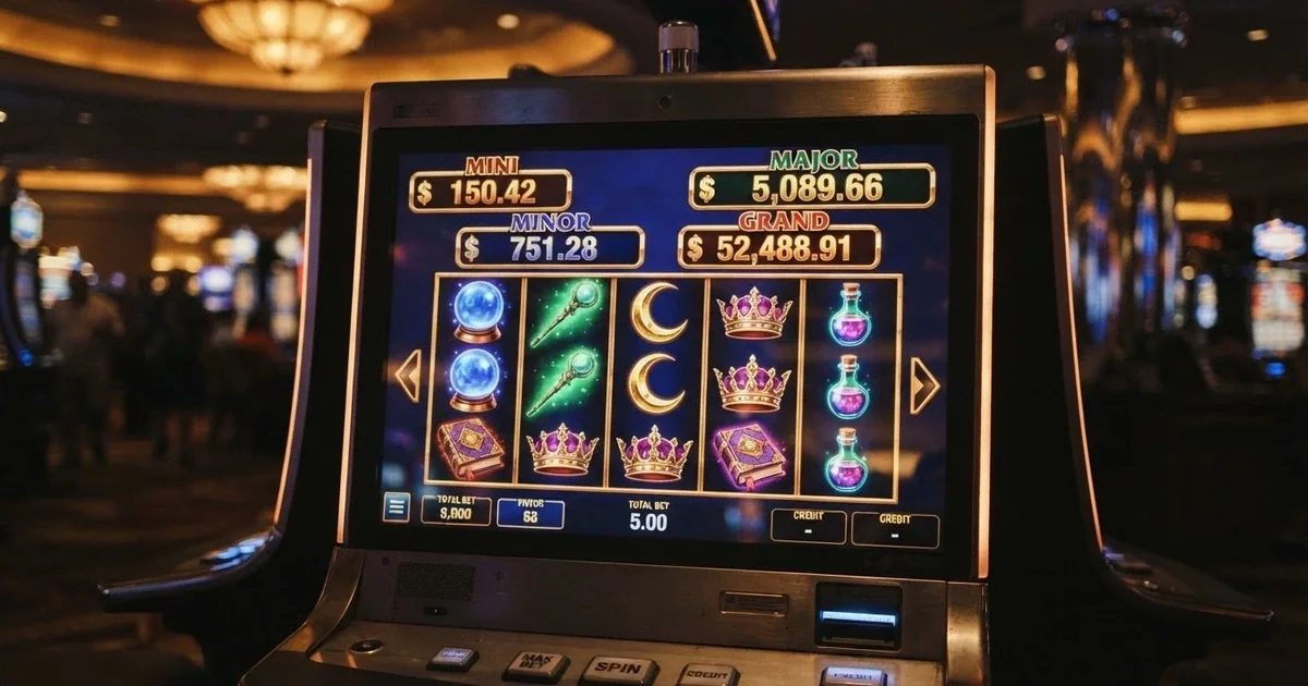Pantalla de una tragaperras Fire Blaze con los cuatro jackpots visibles en la parte superior