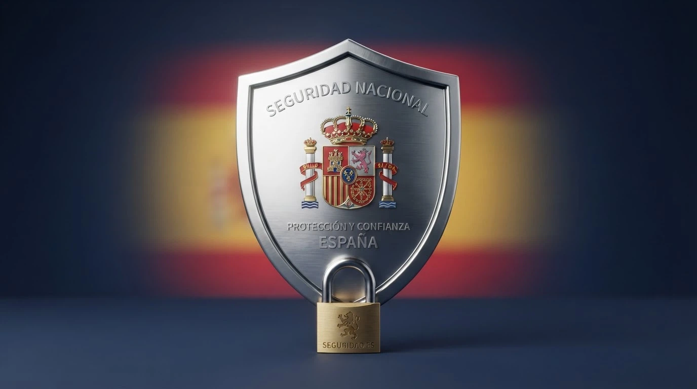 Sello oficial con el escudo de la DGOJ sobre un documento de licencia, junto a un candado abierto y la bandera de España al fondo