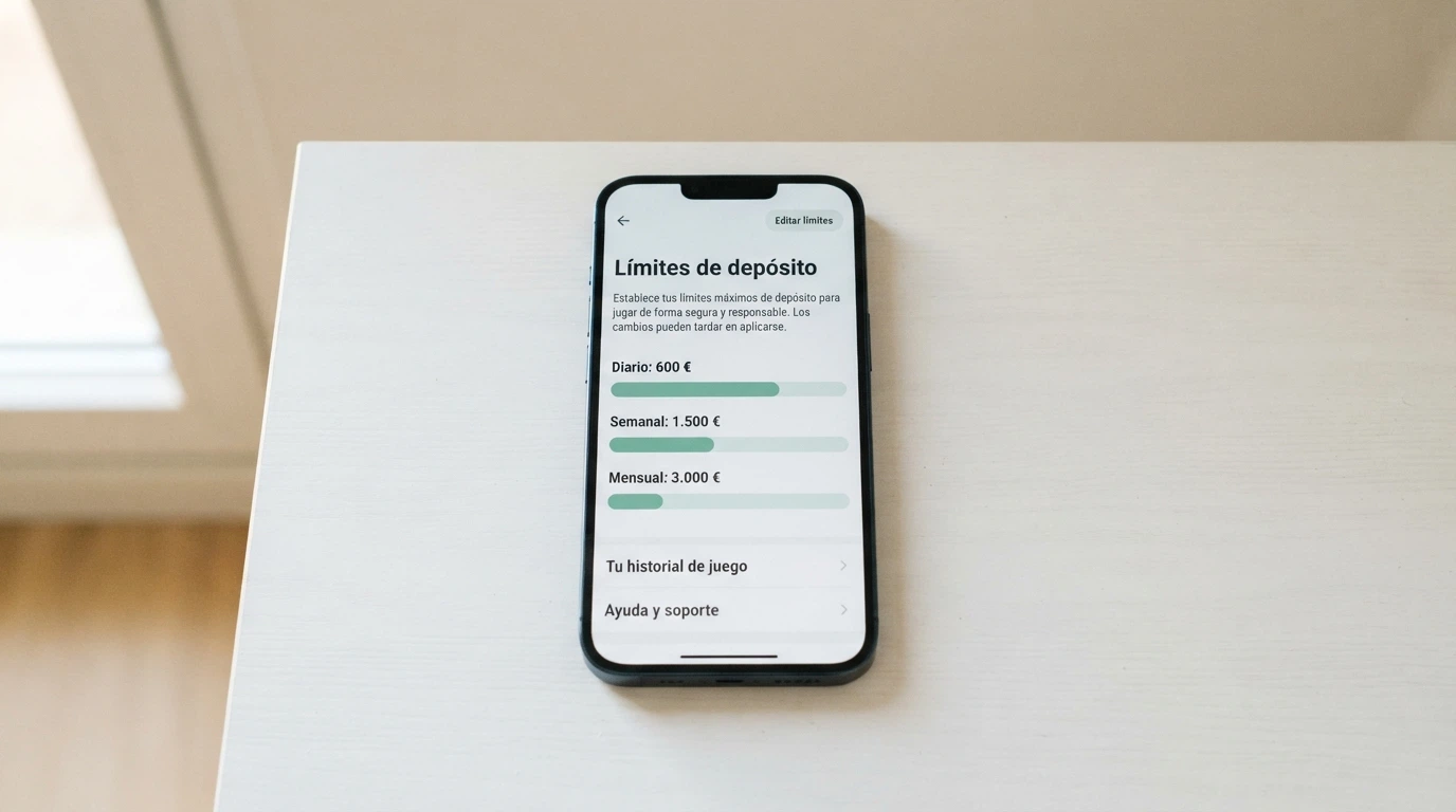 Panel de control de límites de depósito en un casino online español