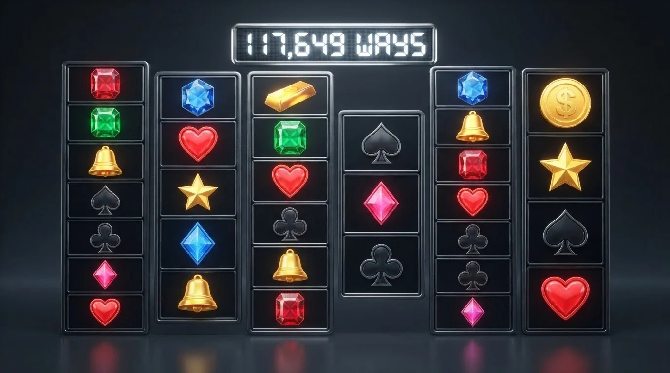 Animación del motor Megaways de Big Time Gaming con carretes de altura variable y contador de líneas de pago dinámicas