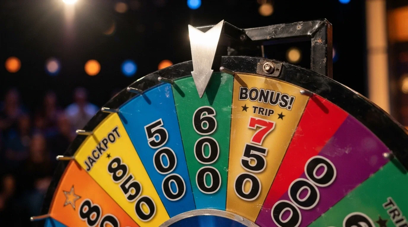 Vista cercana de la rueda de Crazy Time mostrando segmentos numerados y de bonificación