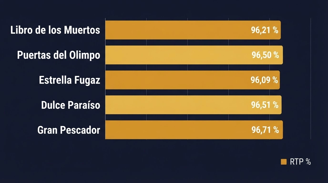 Comparativa visual de varias tragamonedas populares con su porcentaje de RTP resaltado junto a cada carátula