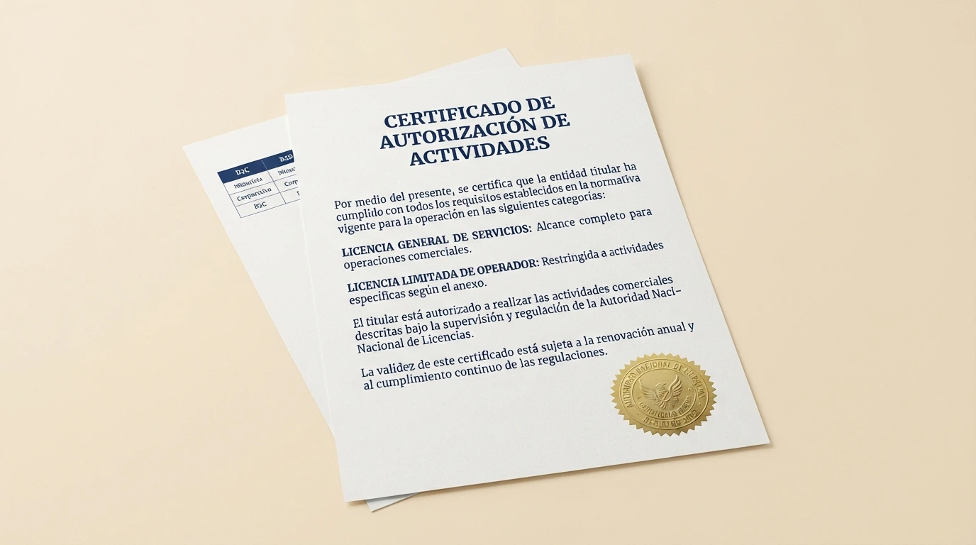 Documento oficial con el sello del Gobierno de Gibraltar sobre fondo de texto regulatorio